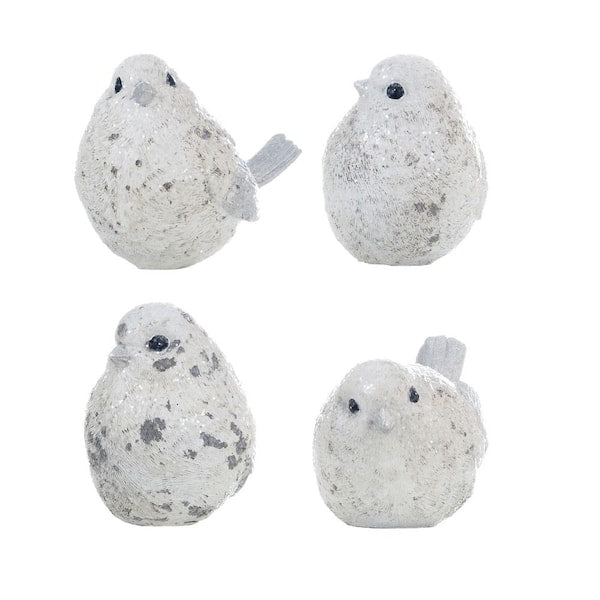 Resin Sparkly Snow Bird, Set of 4