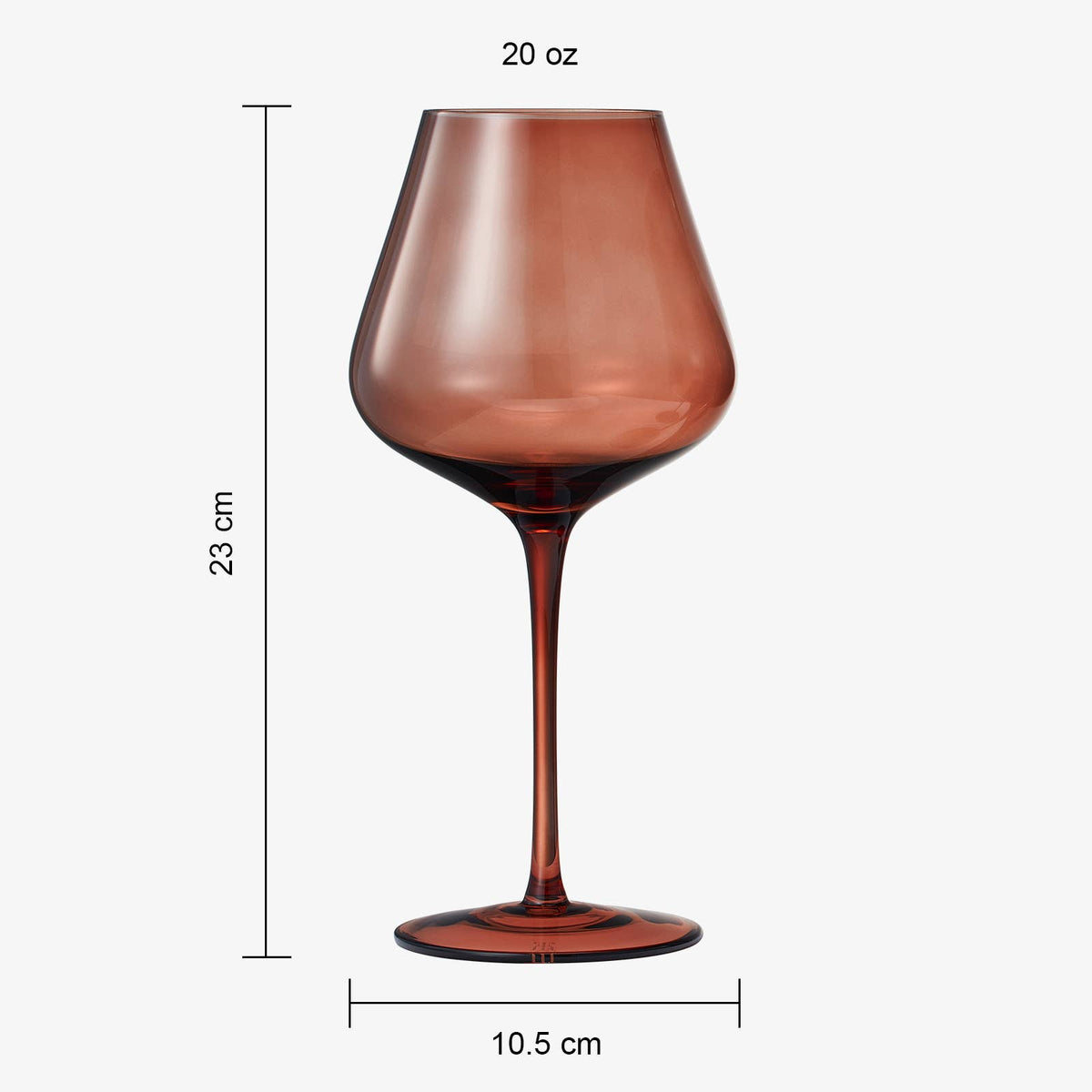 Venus Colored Wine Glass Set, 20oz Glasses Set of 6 (Brown)