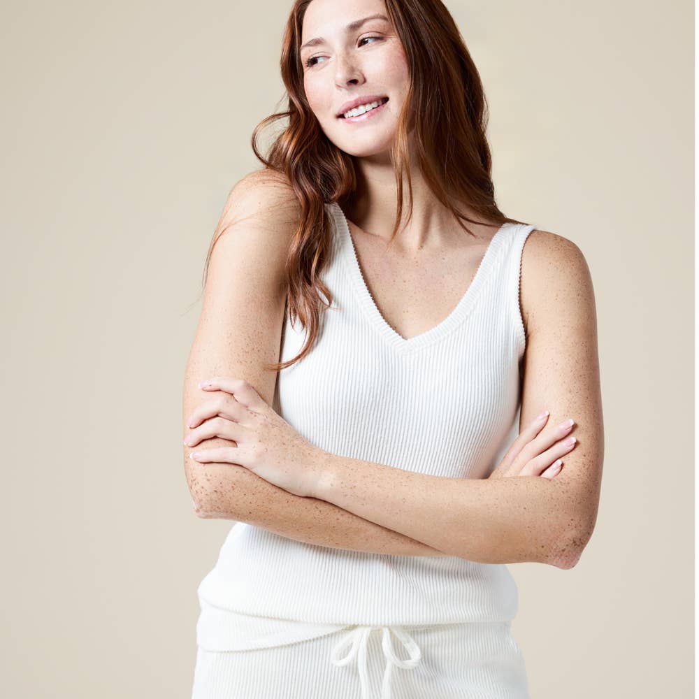 Rib Dream Cloud Soft Double V-Neck Short Set