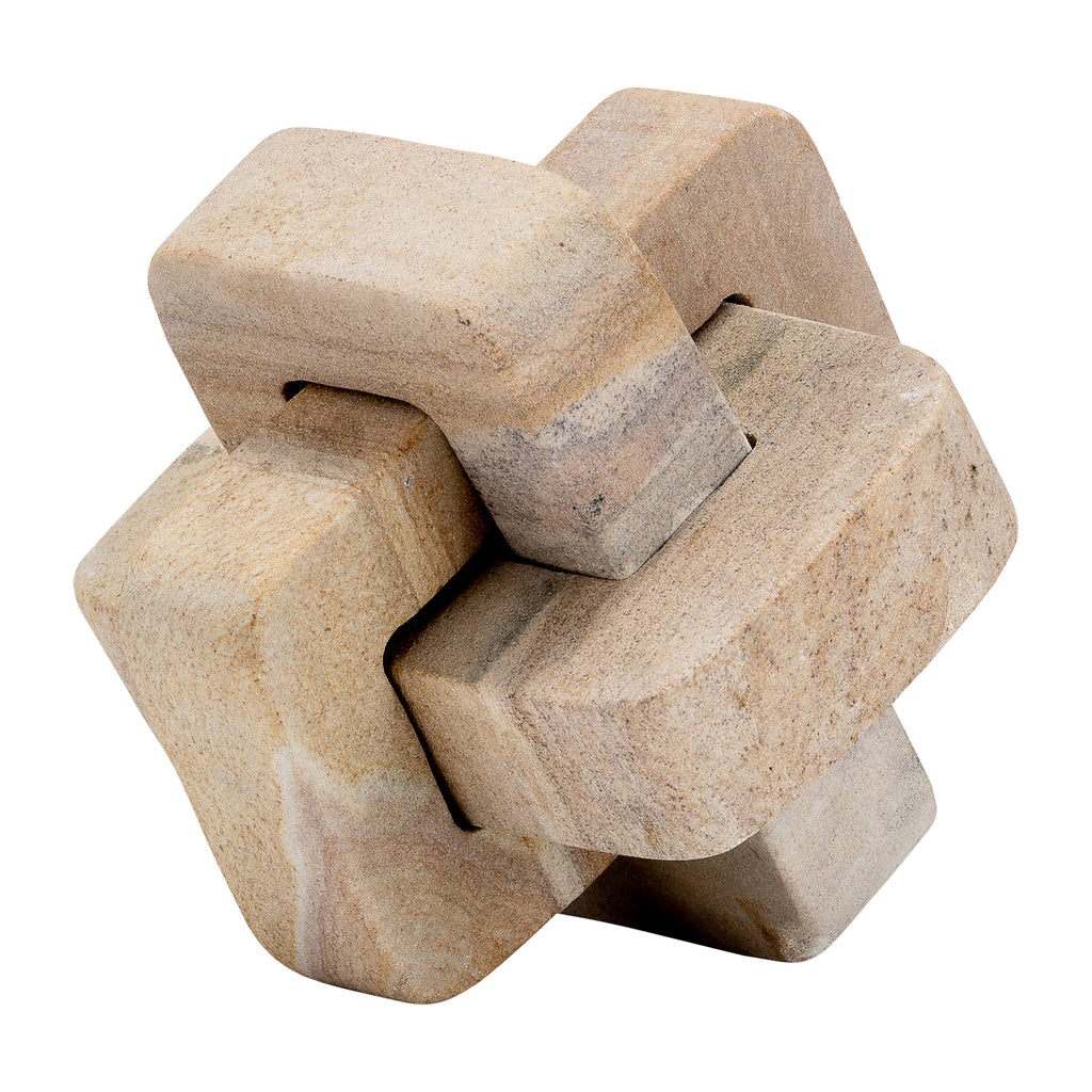 Decorative Sculpture - Brown Marble Interlocking Knot, 5 in.
