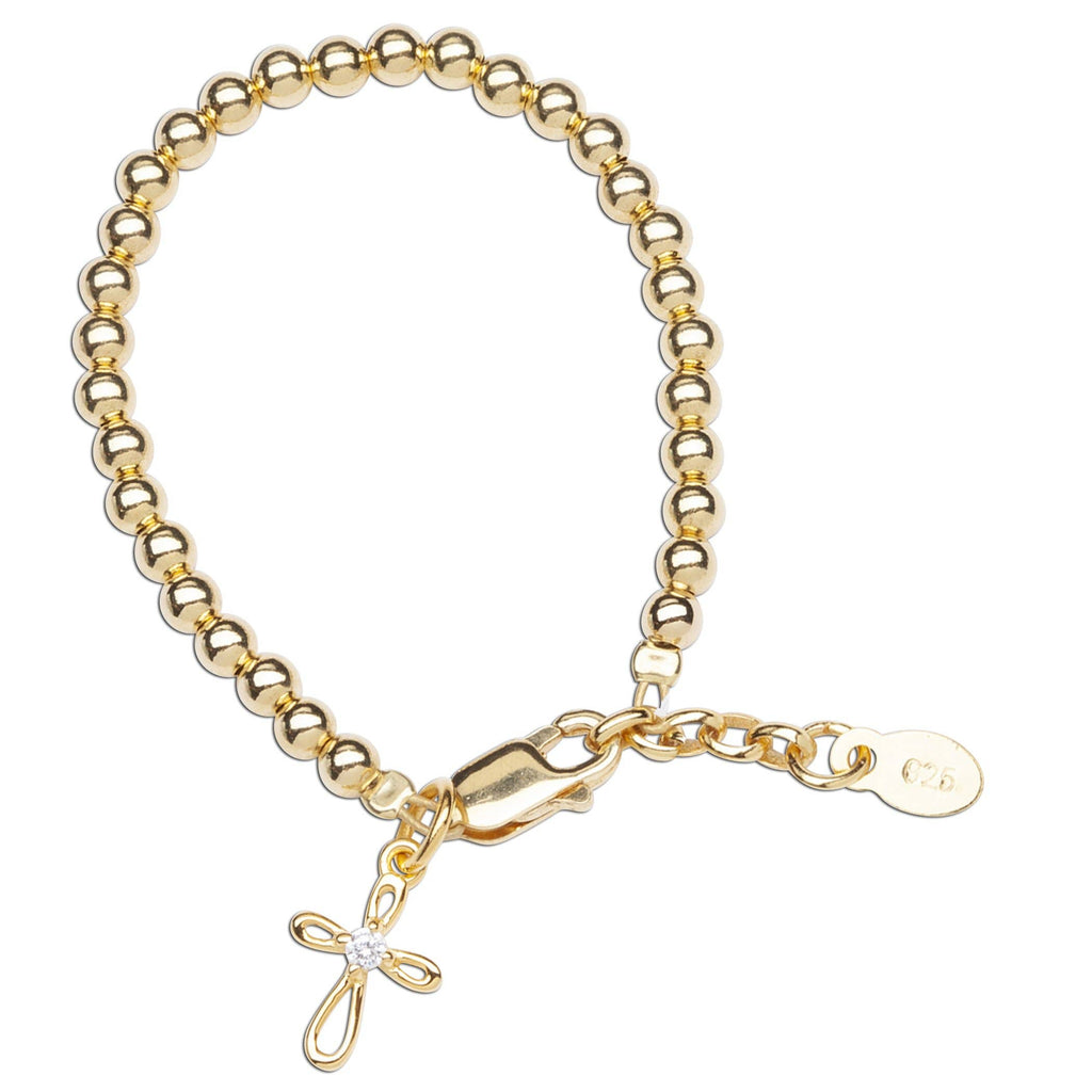 Cherished Moments Lenox, 14K Gold-Plated Cross Bracelet Baby Girl Baptism Gift