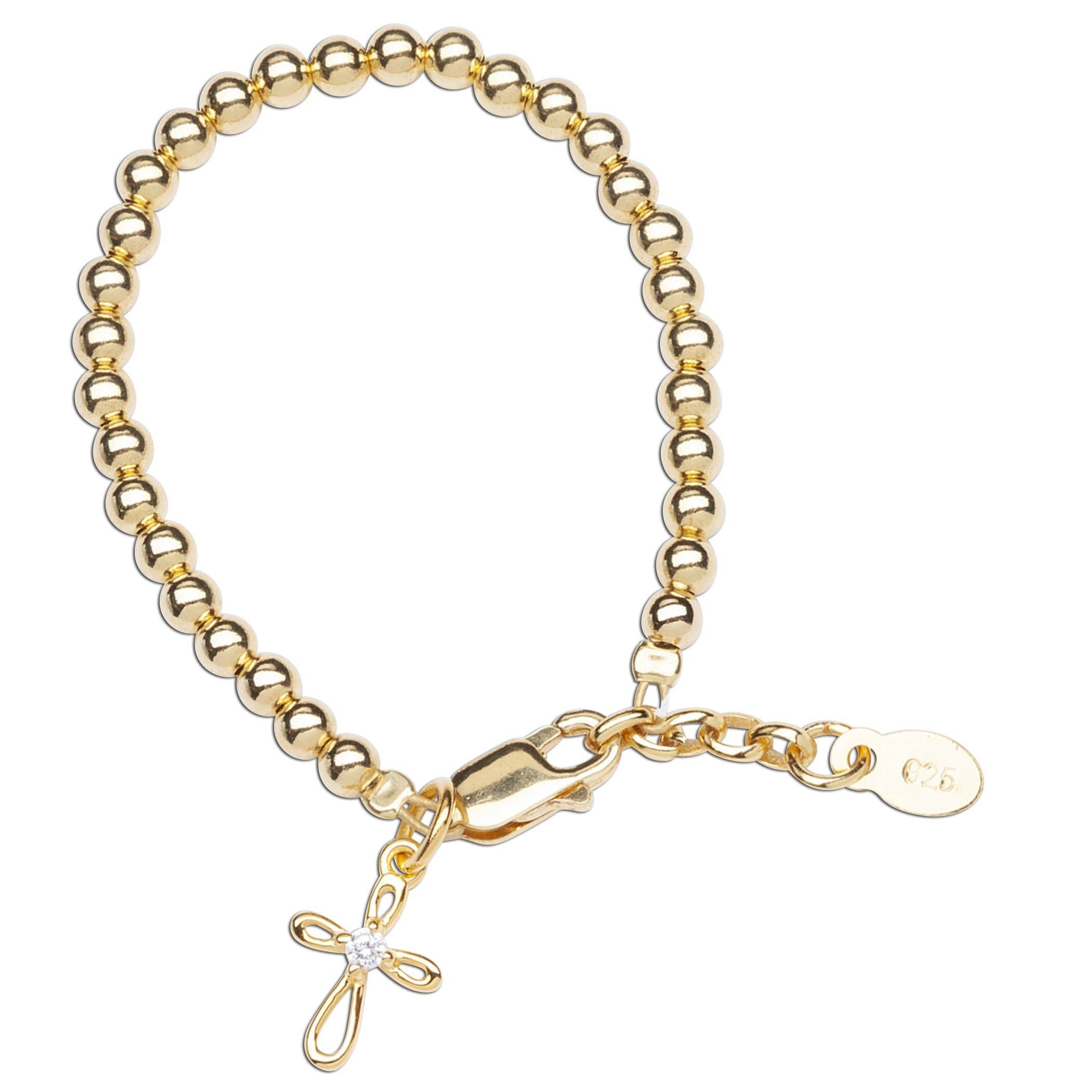 Cherished Moments Lenox, 14K Gold-Plated Cross Bracelet Baby Girl Baptism Gift
