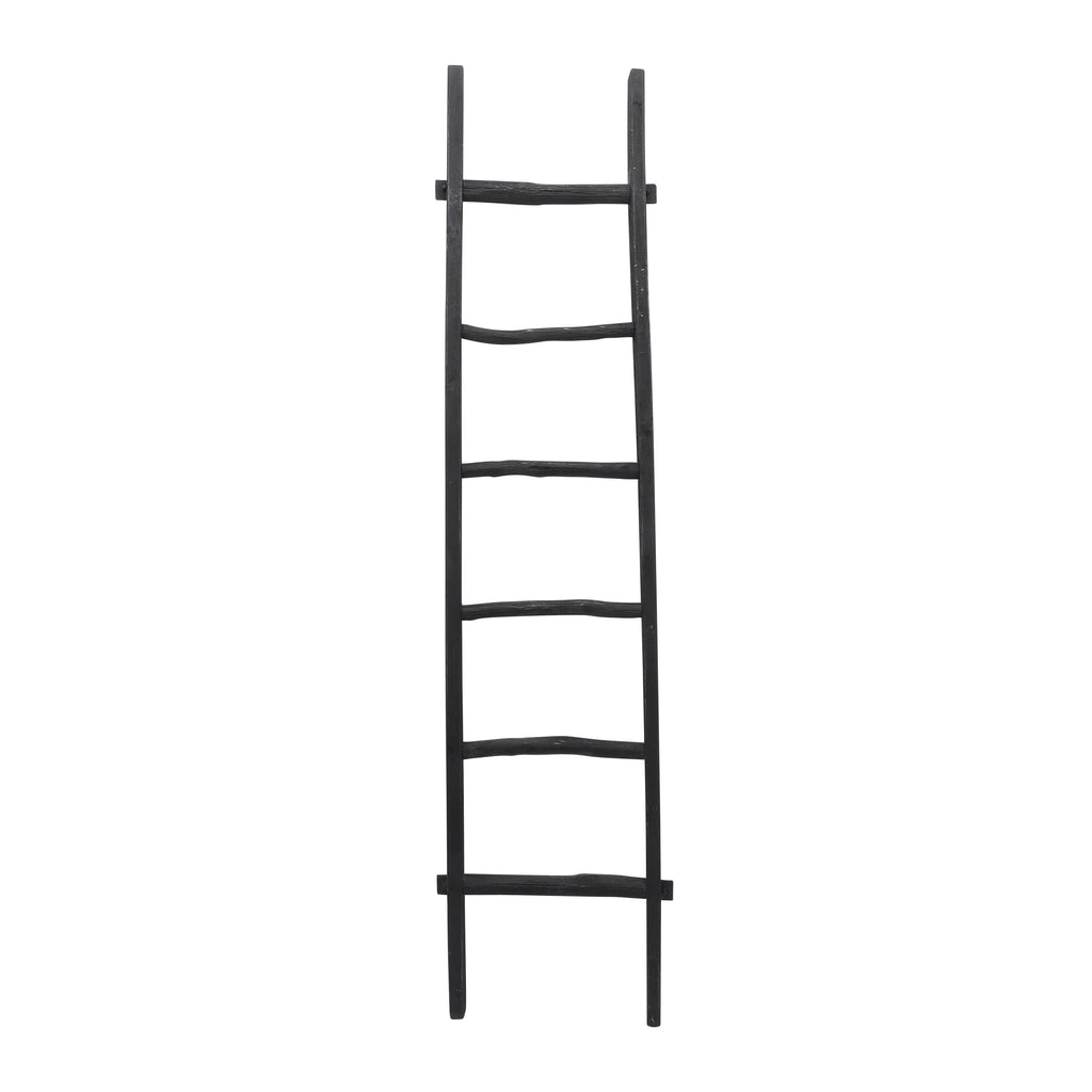 Wood Freestanding Decorative Blanket Ladder - Black, 76 in.