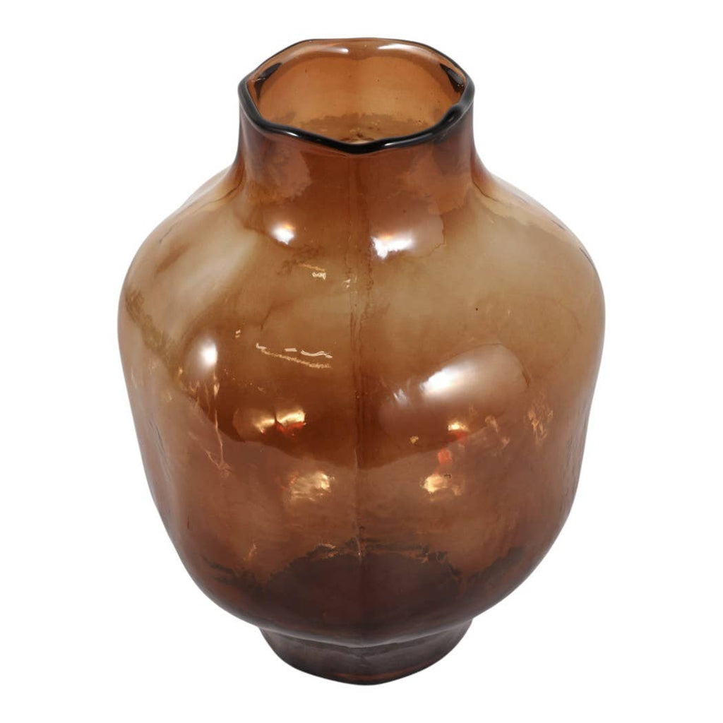 Decorative Vase - Brown Glass Round Decorative Accent, 10 in.
