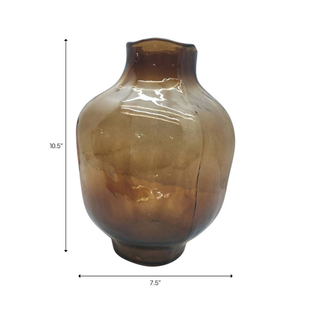 Decorative Vase - Brown Glass Round Decorative Accent, 10 in.