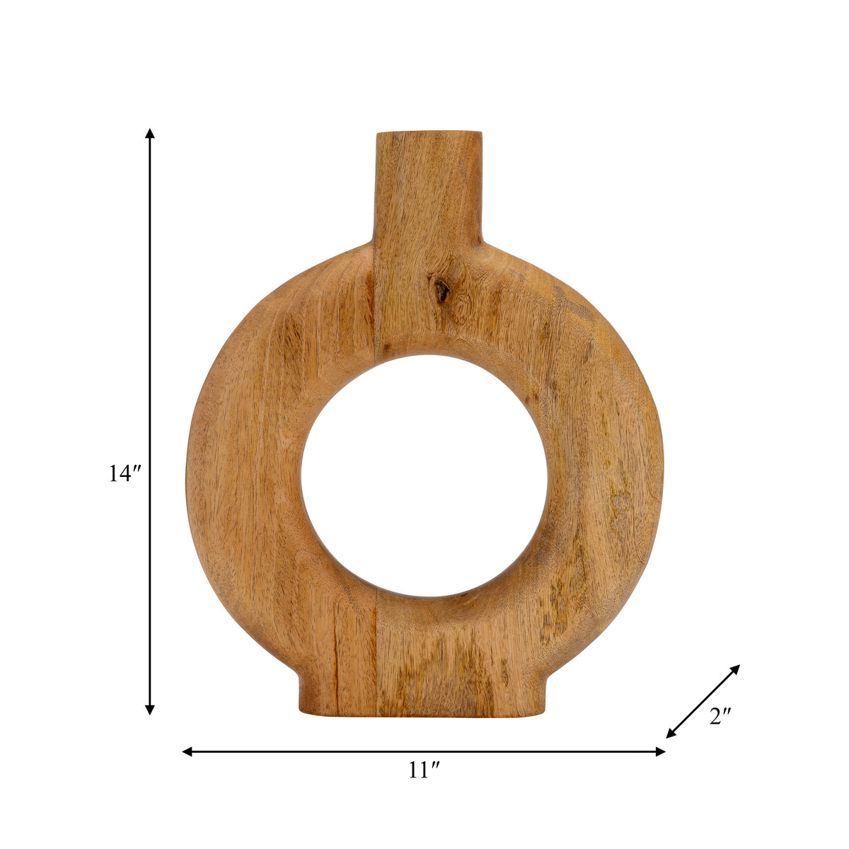 Brown Wood Donut Vase, 14 in.