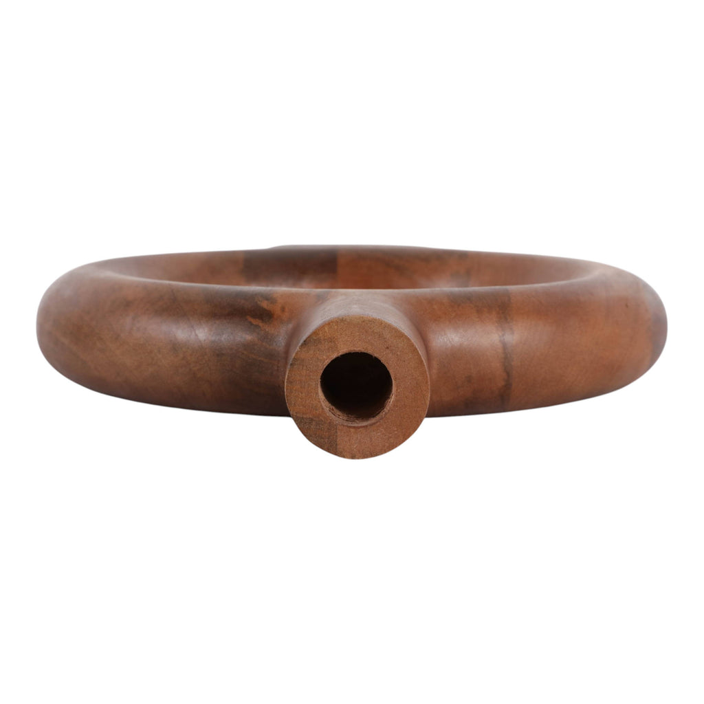 Brown Wood Donut Vase, 14 in.