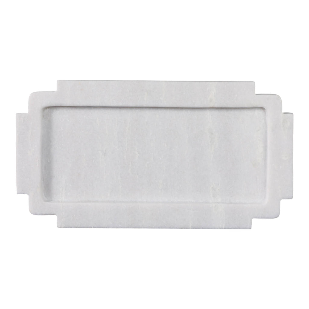 Decorative Tray - White Marble with Rounded Ball Feet, 13 in.
