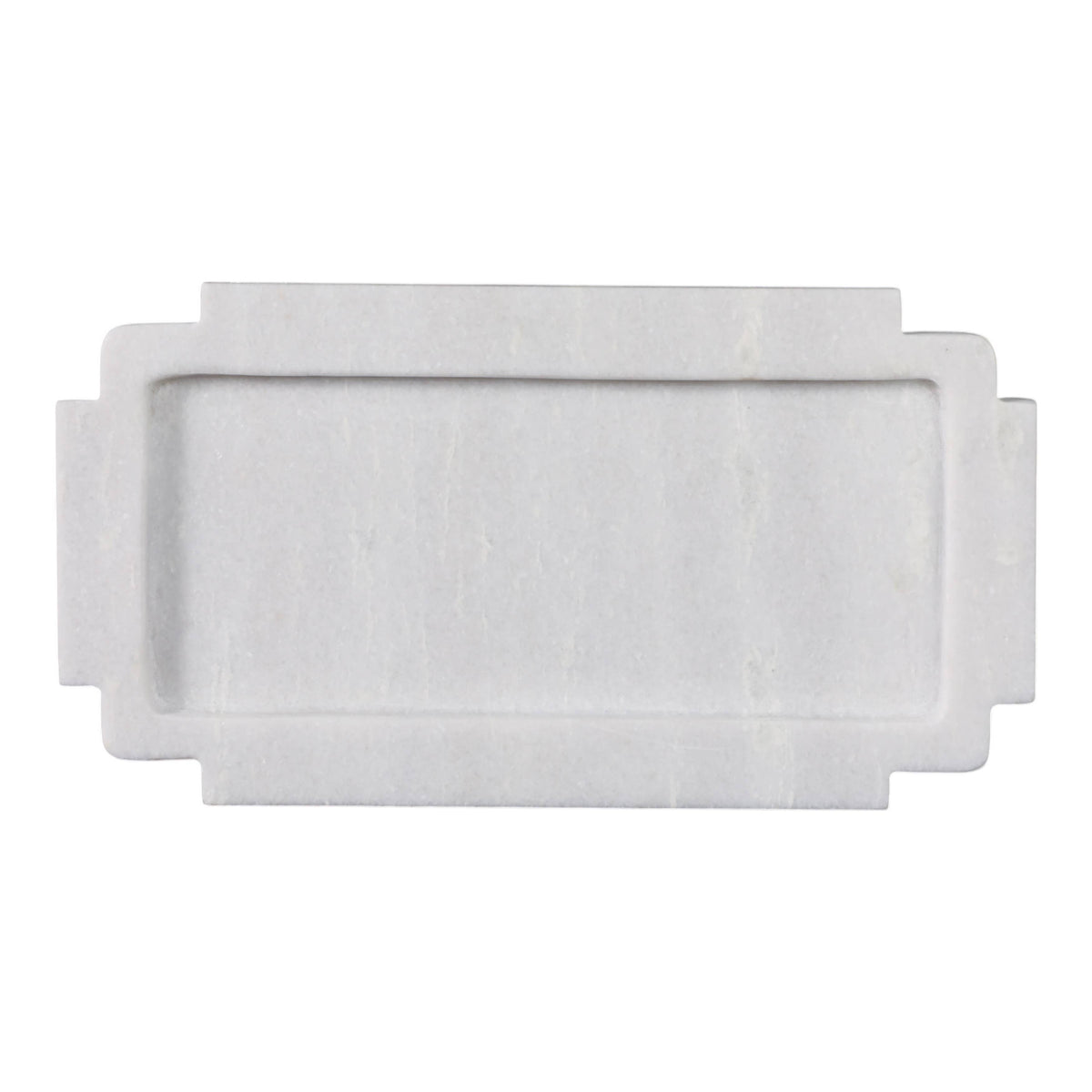 Decorative Tray - White Marble with Rounded Ball Feet, 13 in.