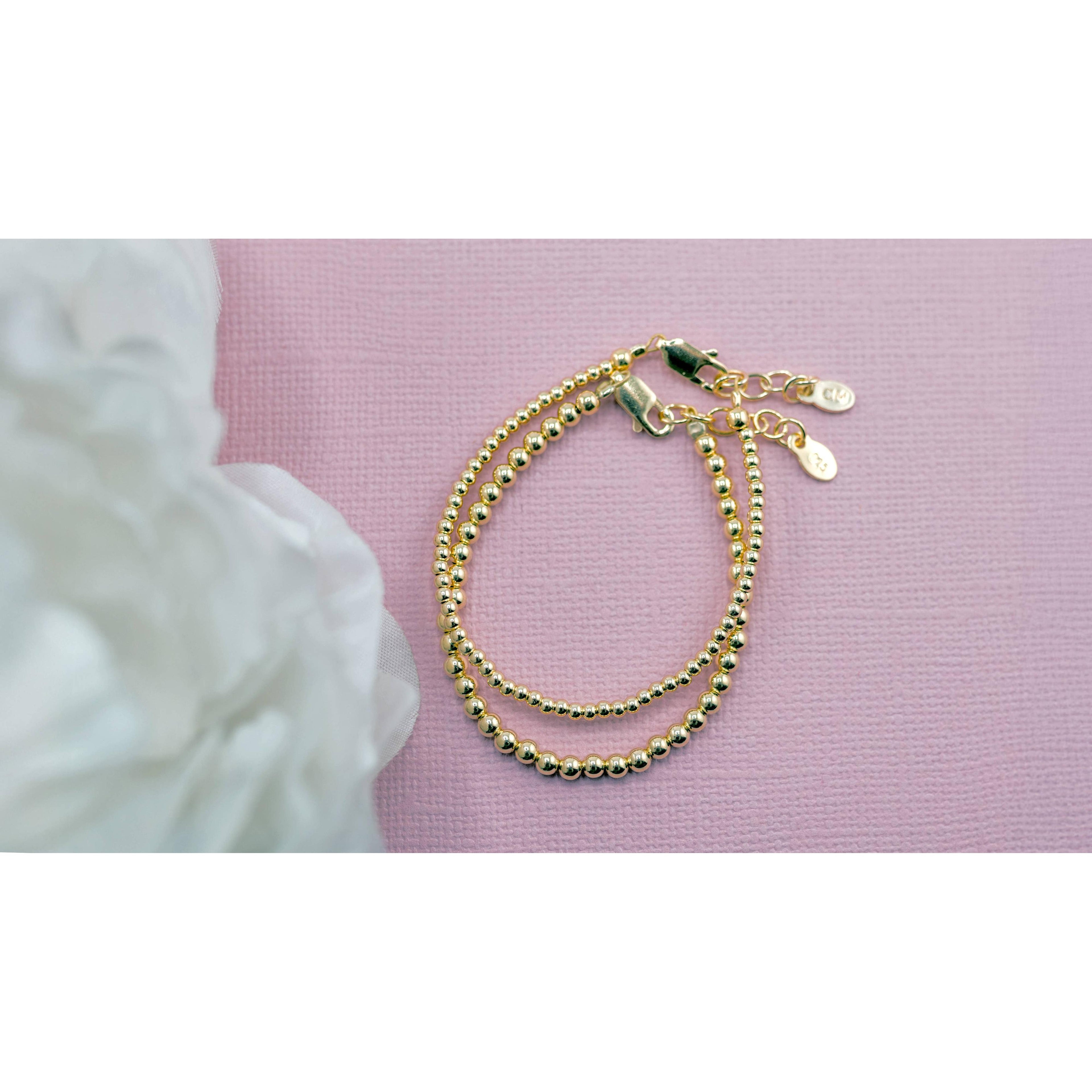 14K Gold-Plated SterlingSilver Baby or Girls Beaded Bracelet
