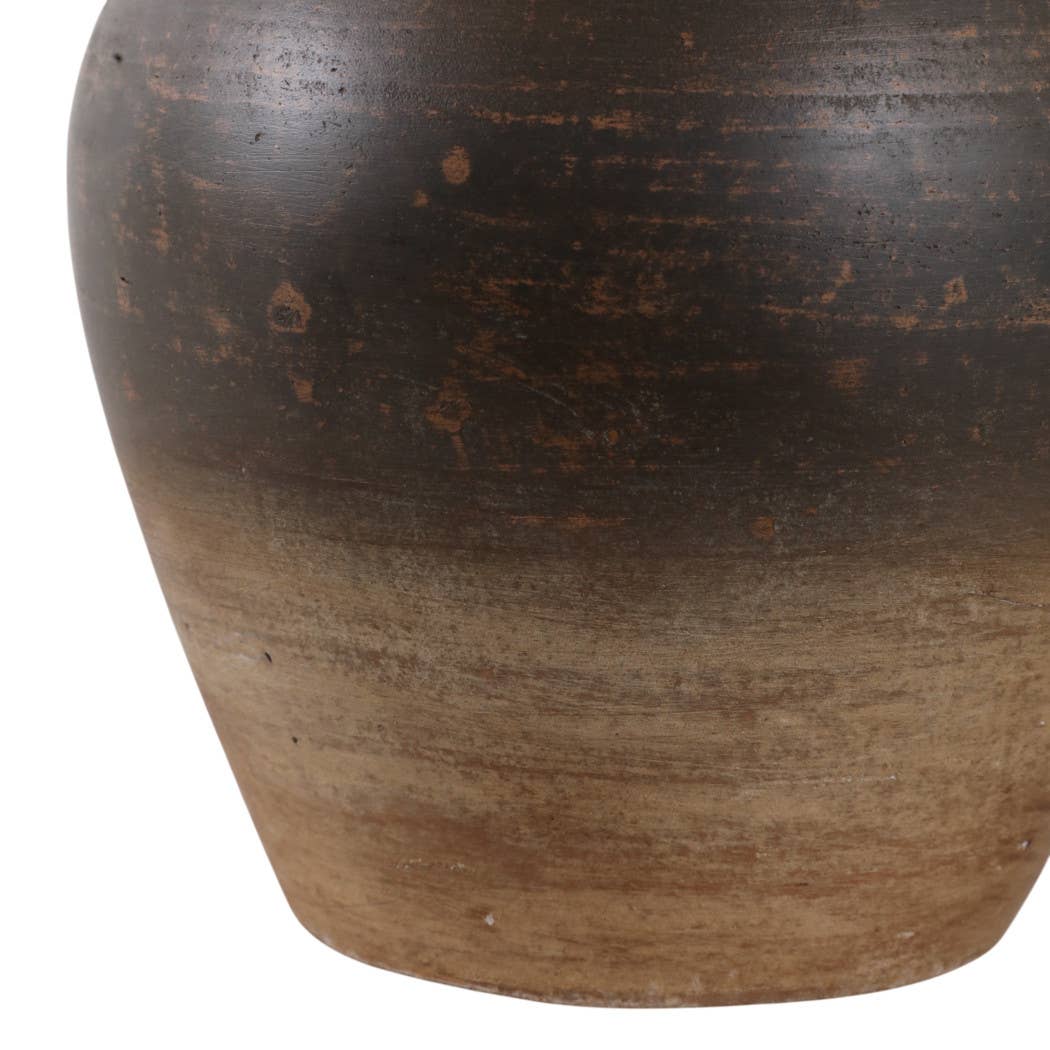 Decorative Vase - Brown Terracotta Amphora with Handles, 9 in.