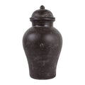 Decorative Jar - Brown Terracotta Container with Lid, 19 in.