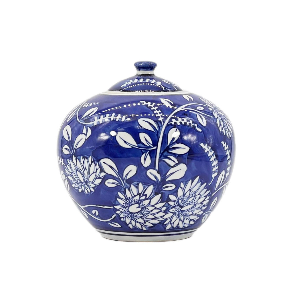 Floral Ceramic Chinoiserie Ginger Jar 8"