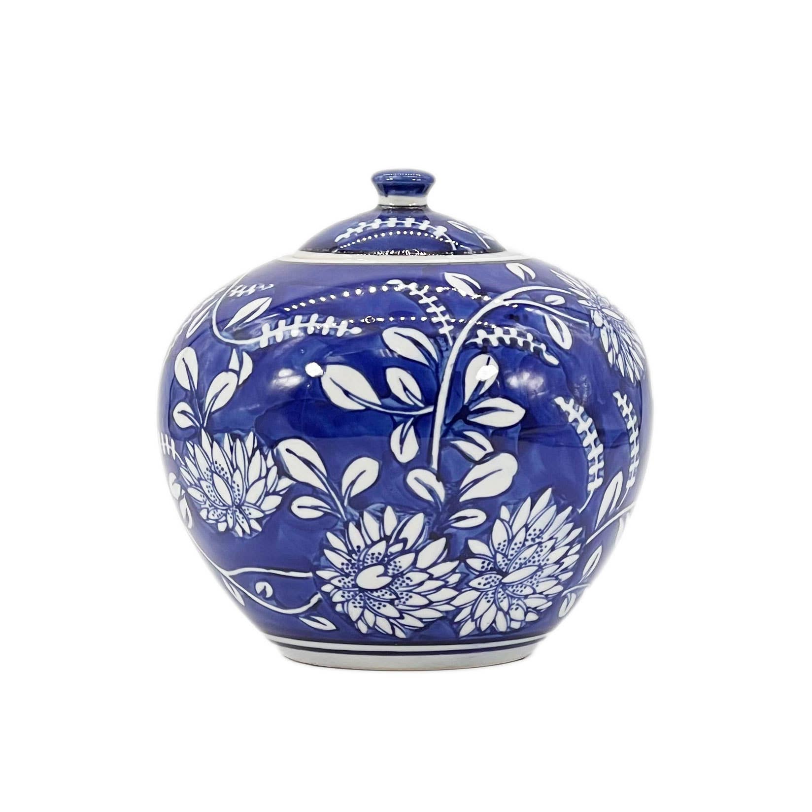Floral Ceramic Chinoiserie Ginger Jar 8"