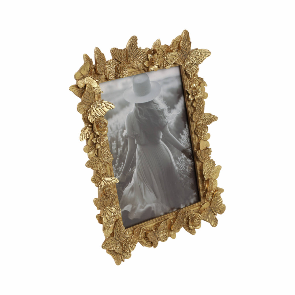 Photo Frame - Gold Polyresin Butterfly in Bloom 5x7 in.