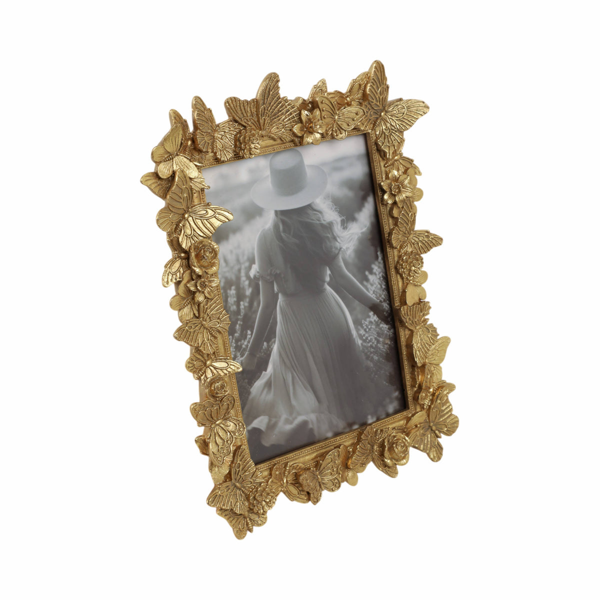Photo Frame - Gold Polyresin Butterfly in Bloom 5x7 in.