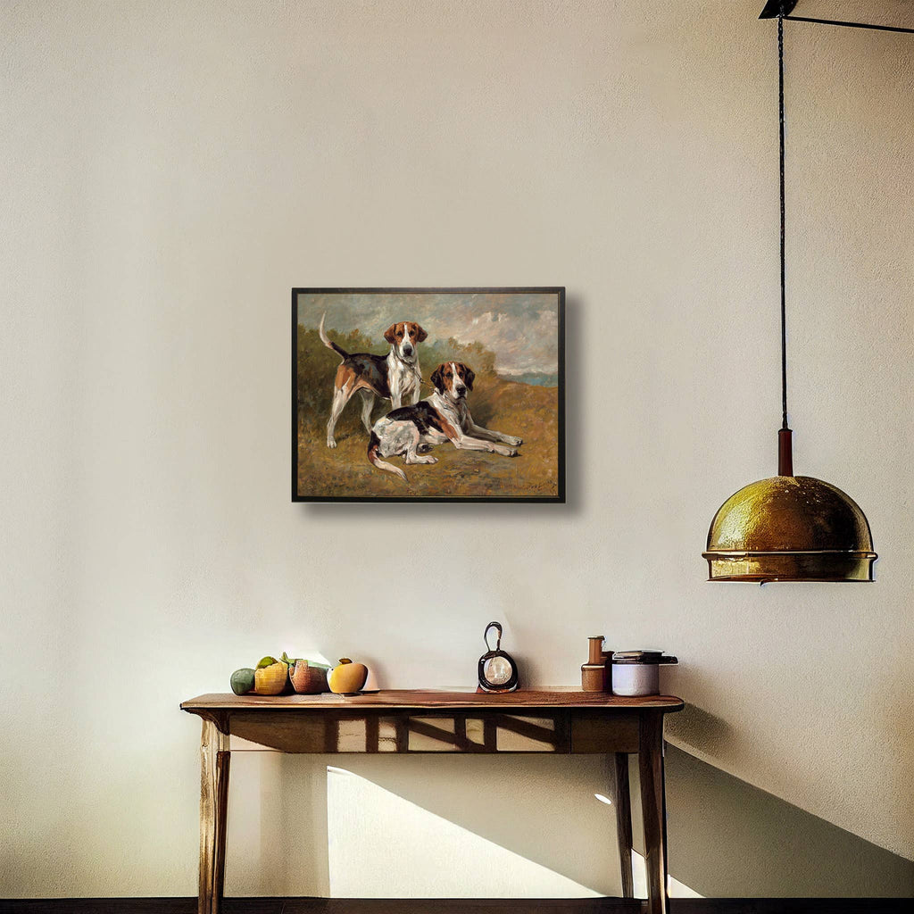 Vintage Hunting Dogs Framed Print by Antique Curiosities Inc – view 2