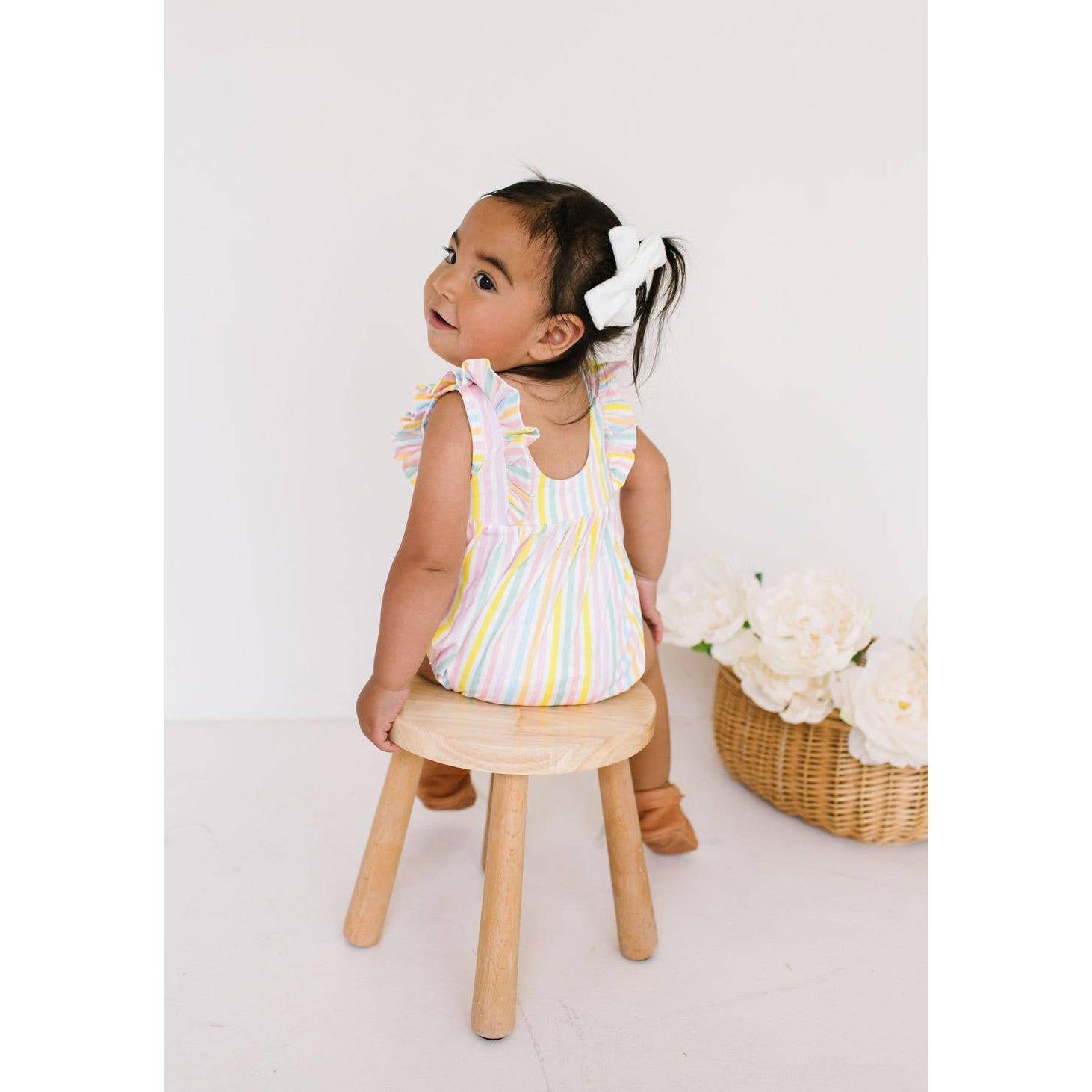 Ollie Jay Amelia Romper in Pastel Stripe