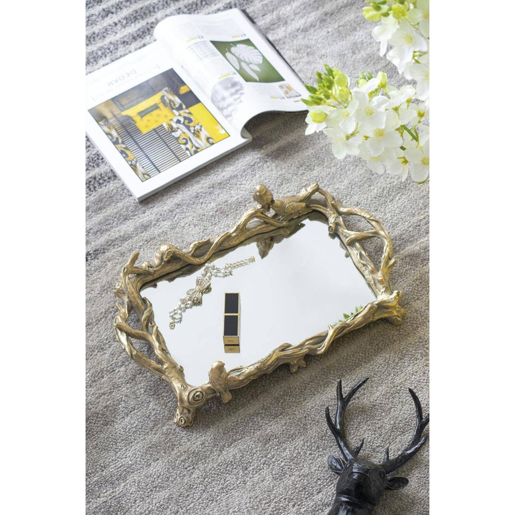 Birdsong Gold Mirrored Tray