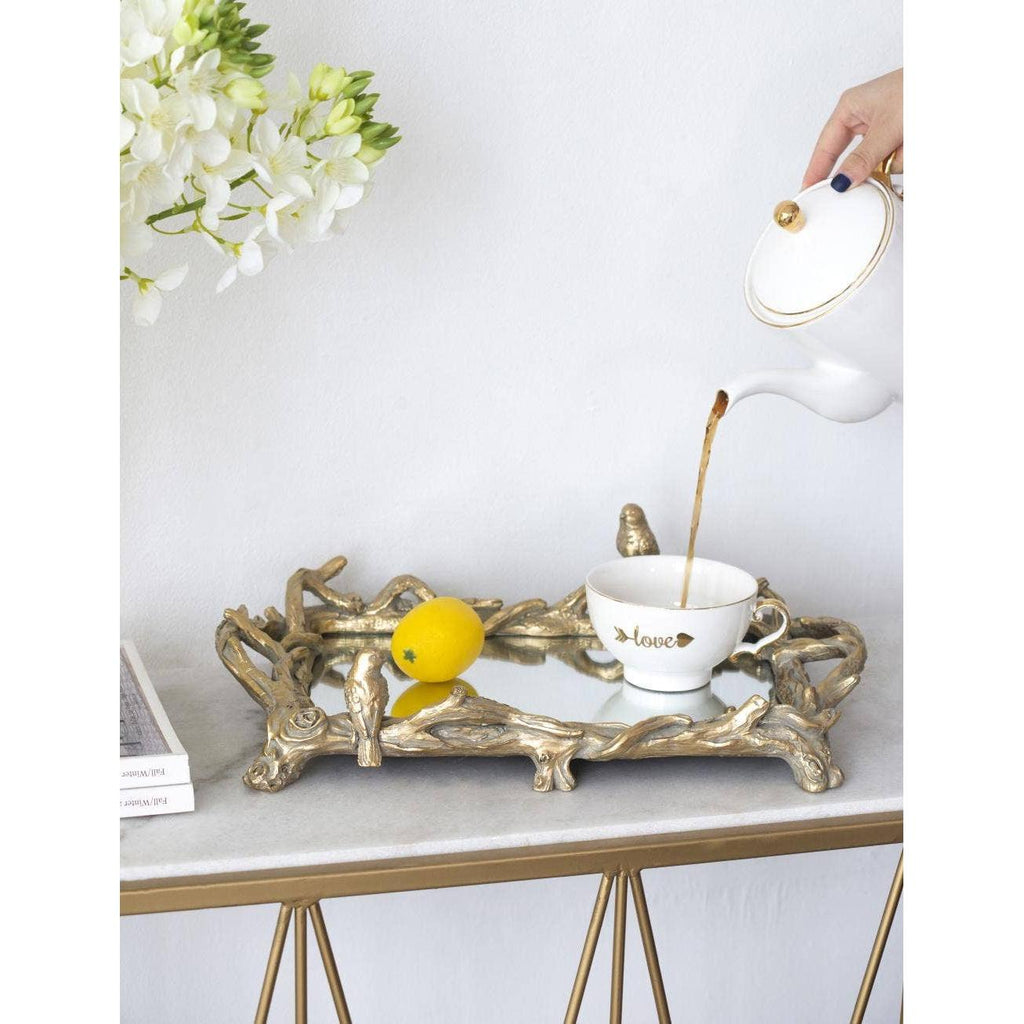 Birdsong Gold Mirrored Tray