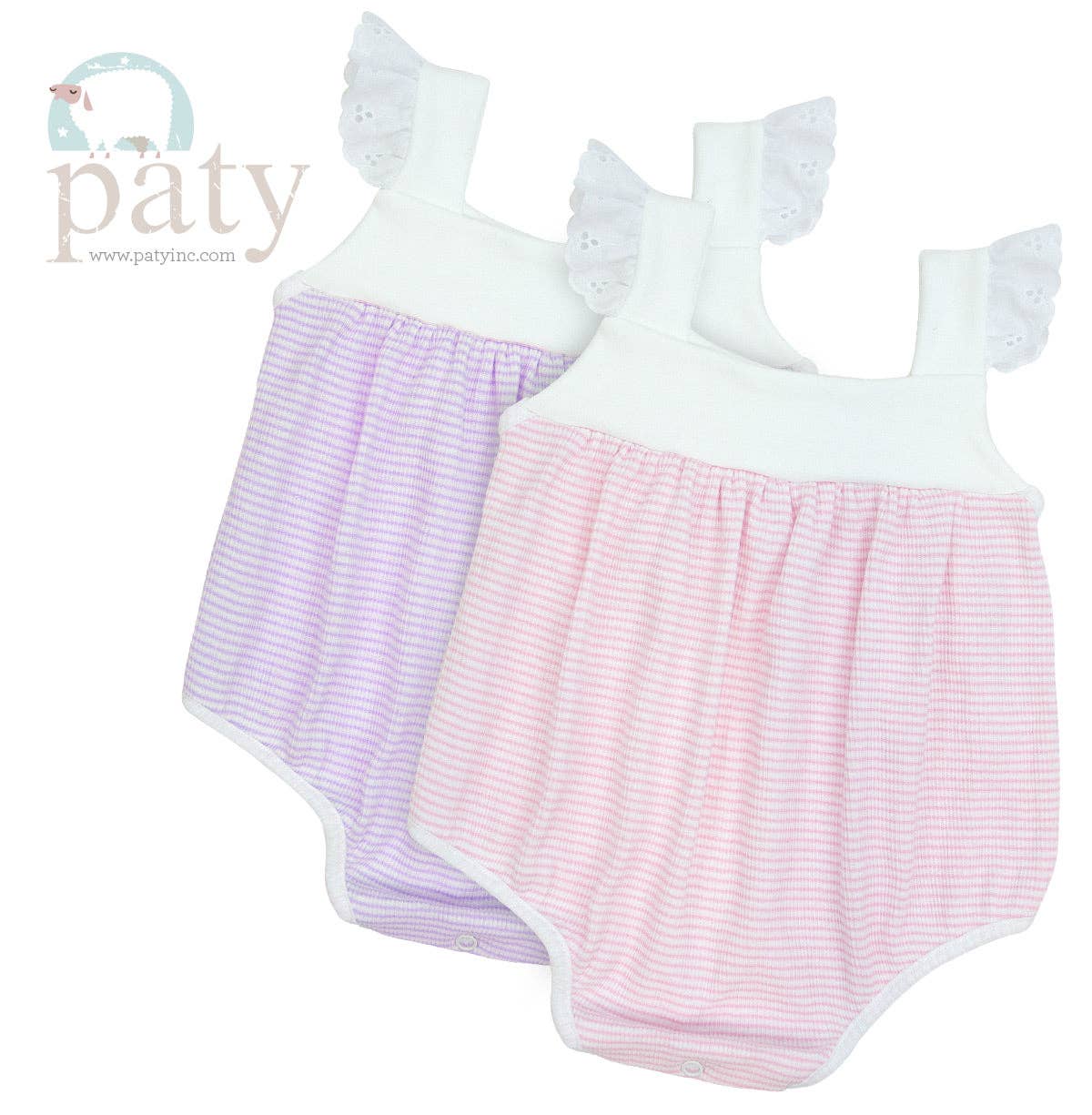Rib Knit Girls Sunsuit with Eyelet Trim