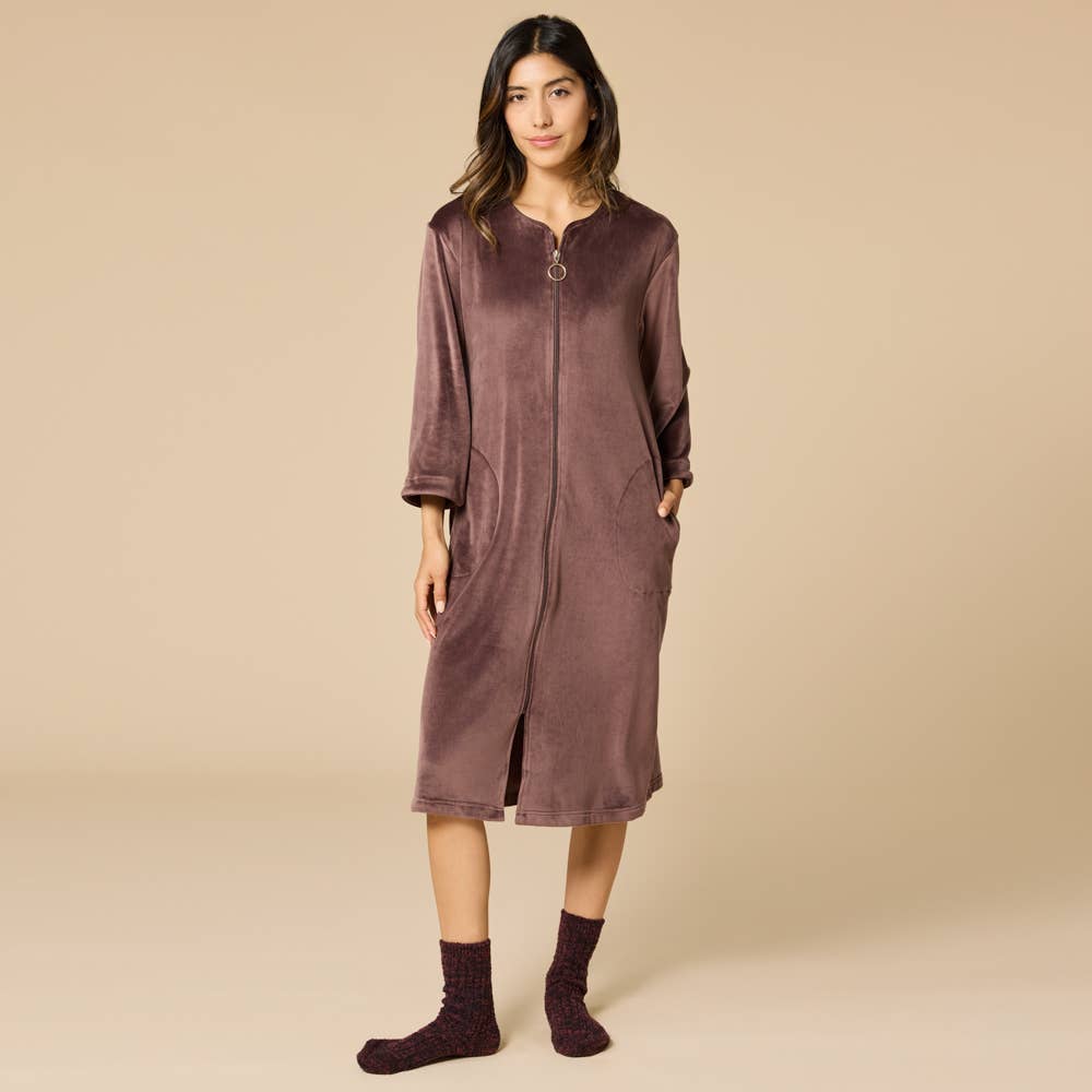 Women's 42" 3/4 Sleeve Serenity Short Zip Robe