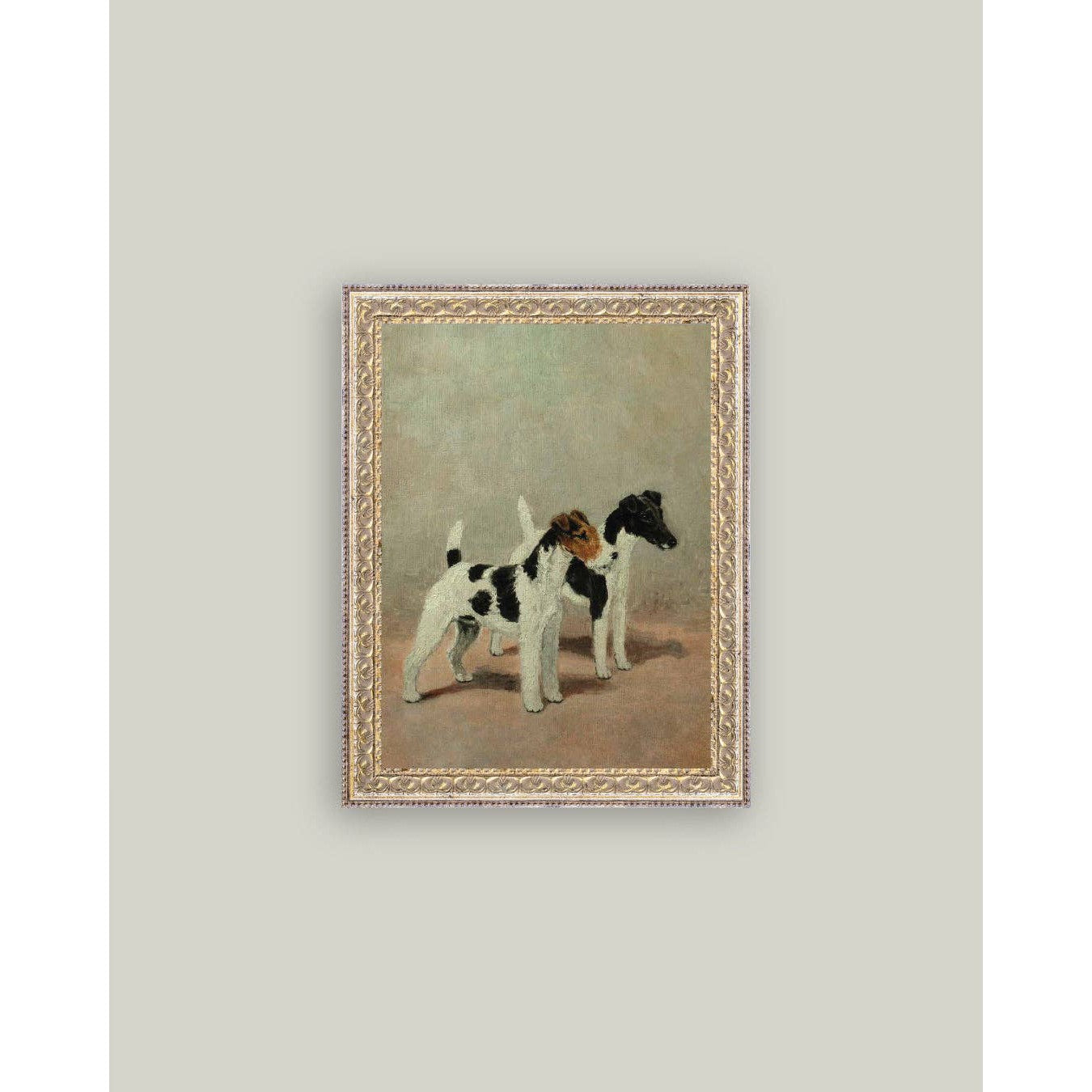 Two Fox Terriers Framed Antique Art