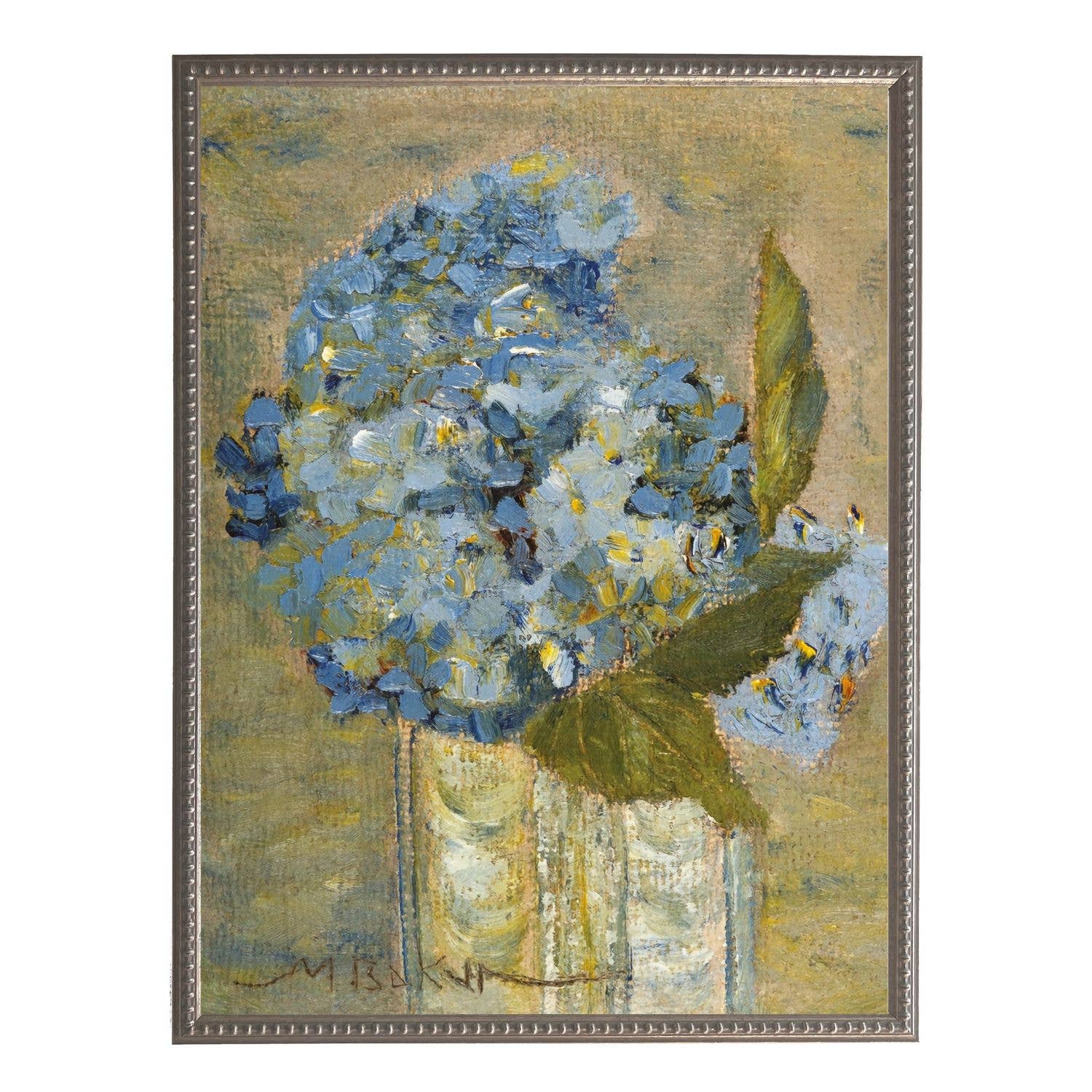 Antique Curiosities Inc Blue Hydrangea Botanical Framed Print