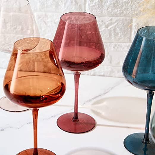 Pastel Large Colored Crystal Wine Glasses, Set of 6 | Bridal Shower Valerie Coffey & Jack Callen Watlington