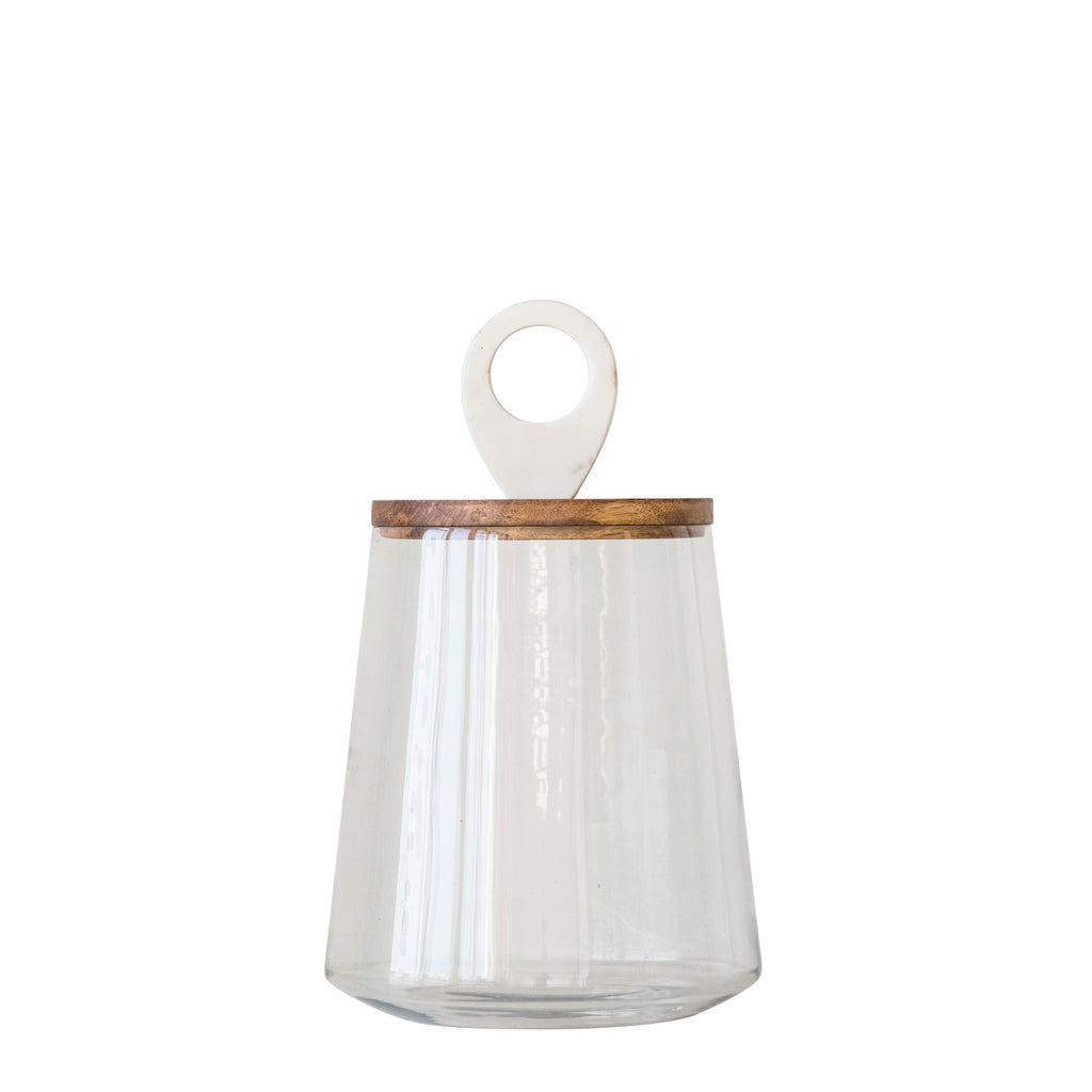 Glass Jars with Wood and Marble Lid | Housewarming for Stormy Runnels & Justyn Brown