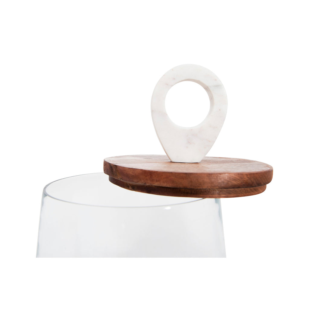 Glass Jars with Wood and Marble Lid