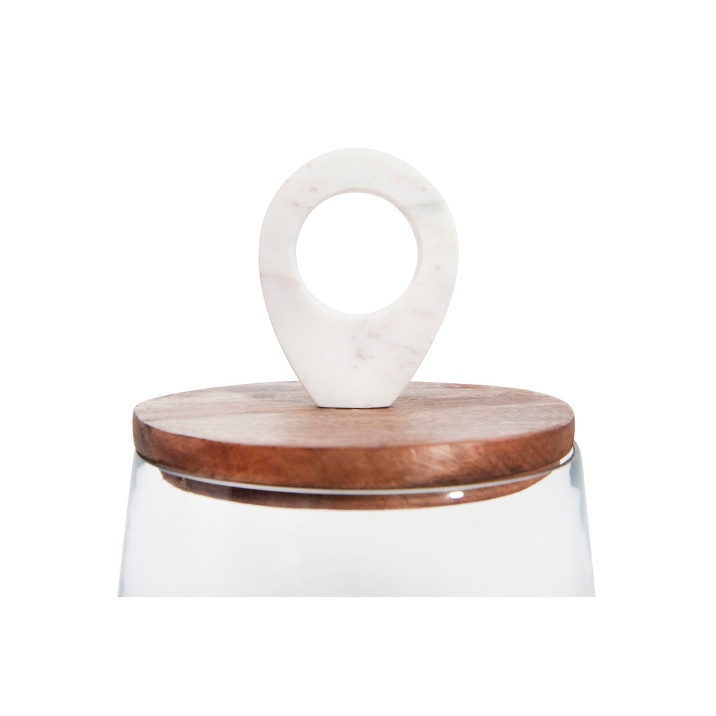 Glass Jars with Wood and Marble Lid