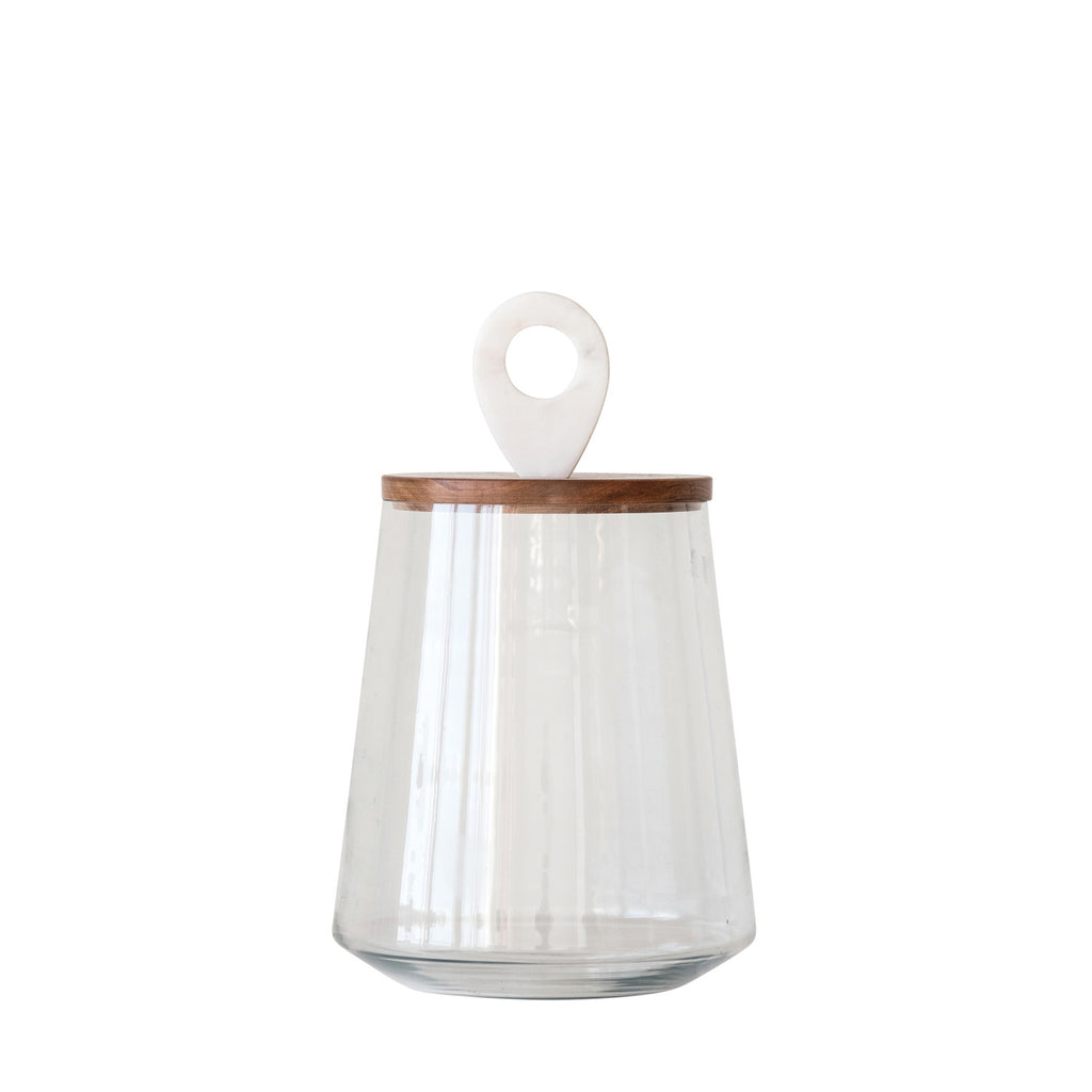Glass Jars with Wood and Marble Lid