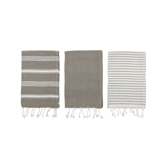 Striped Tea Towels with Tassels, Set of 3 | Bridal Shower Hannah Hall & Mikel Carter