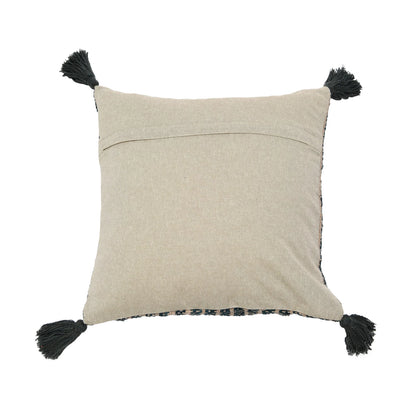 Woven Cotton Pillow w/ Stripes & Tassels, Polyester Fill