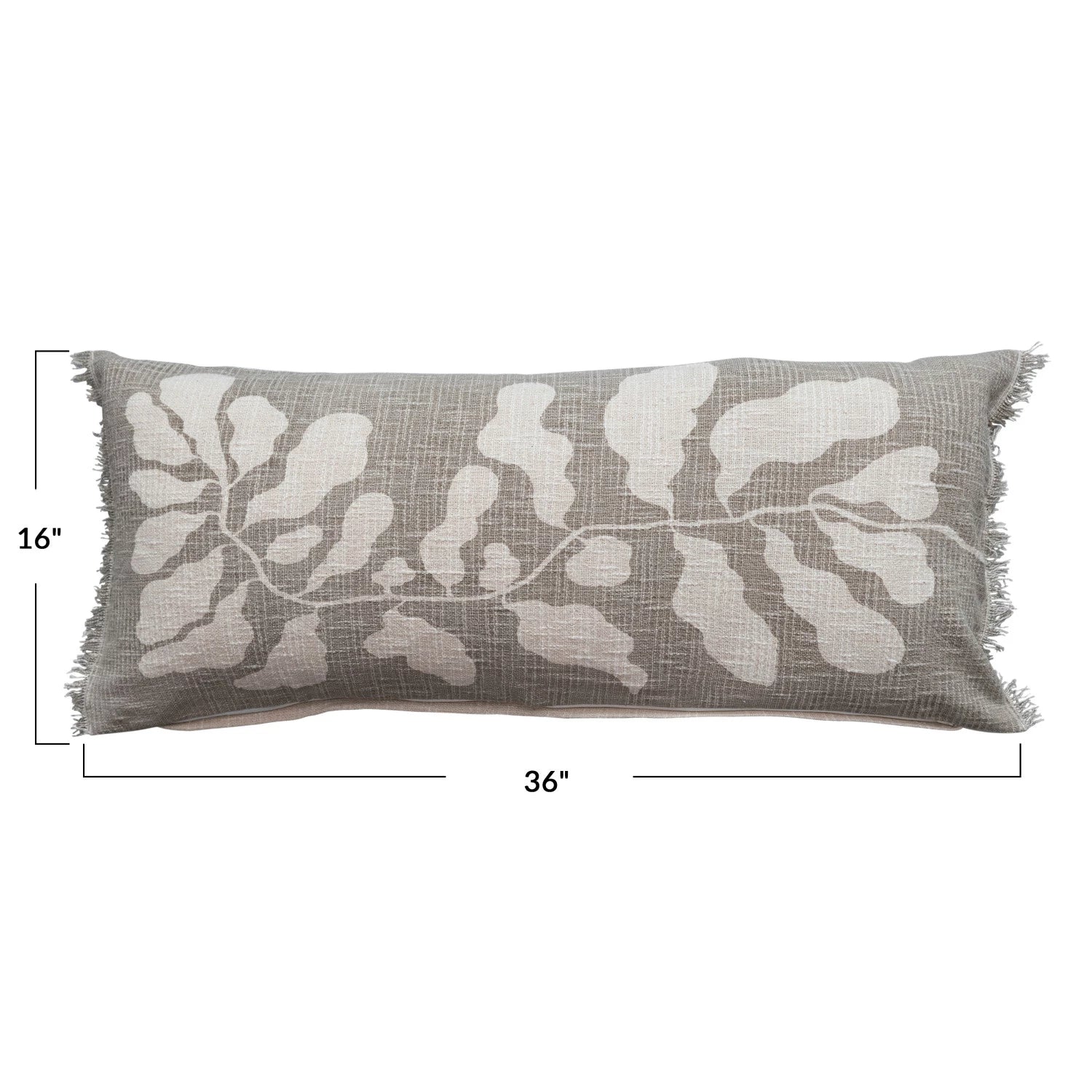Cotton Lumbar Pillow w/ Botanical Print