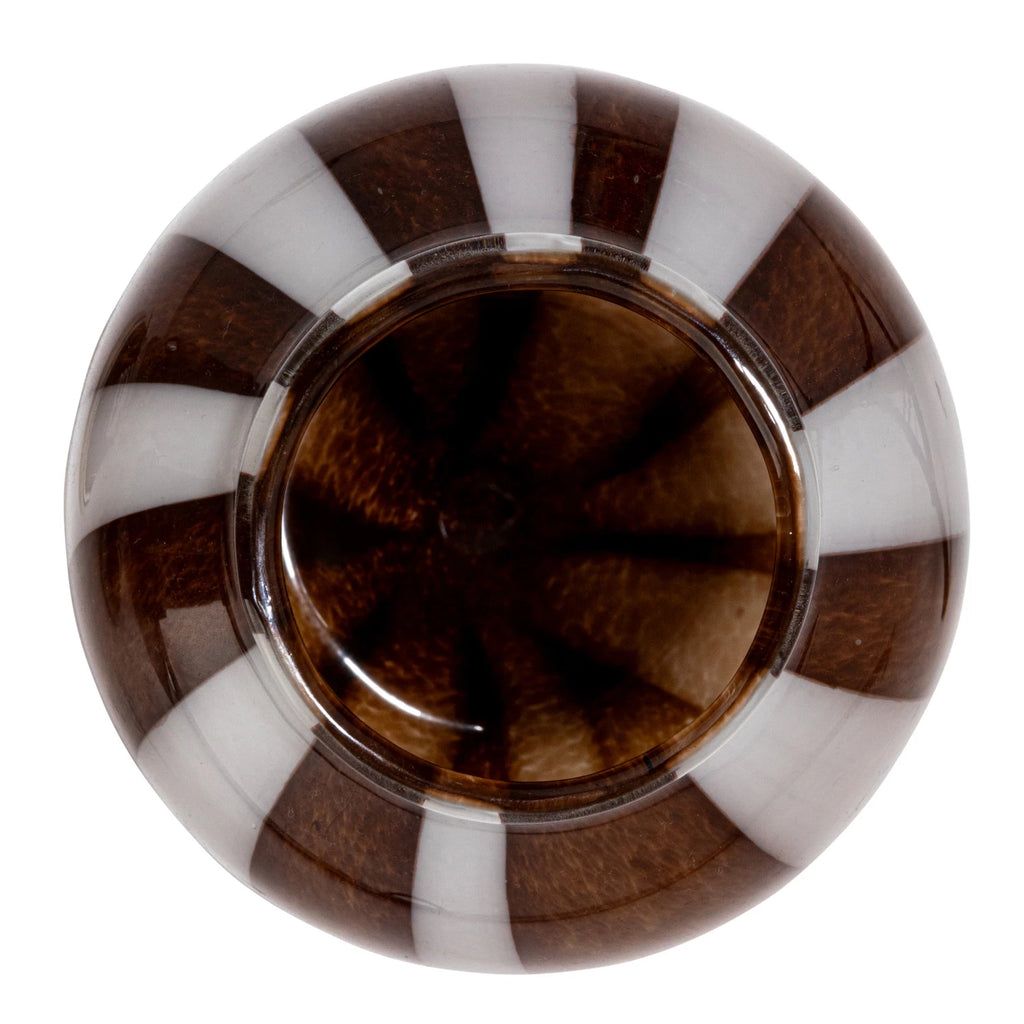 Brown & White Striped Glass Vase