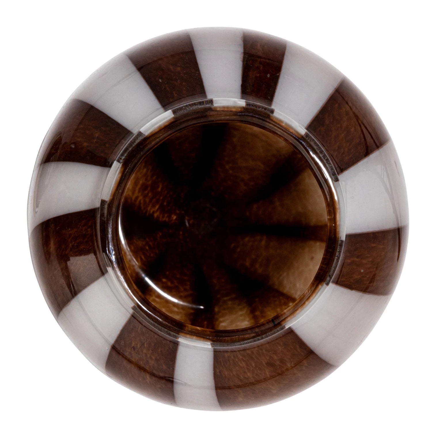 Brown & White Striped Glass Vase
