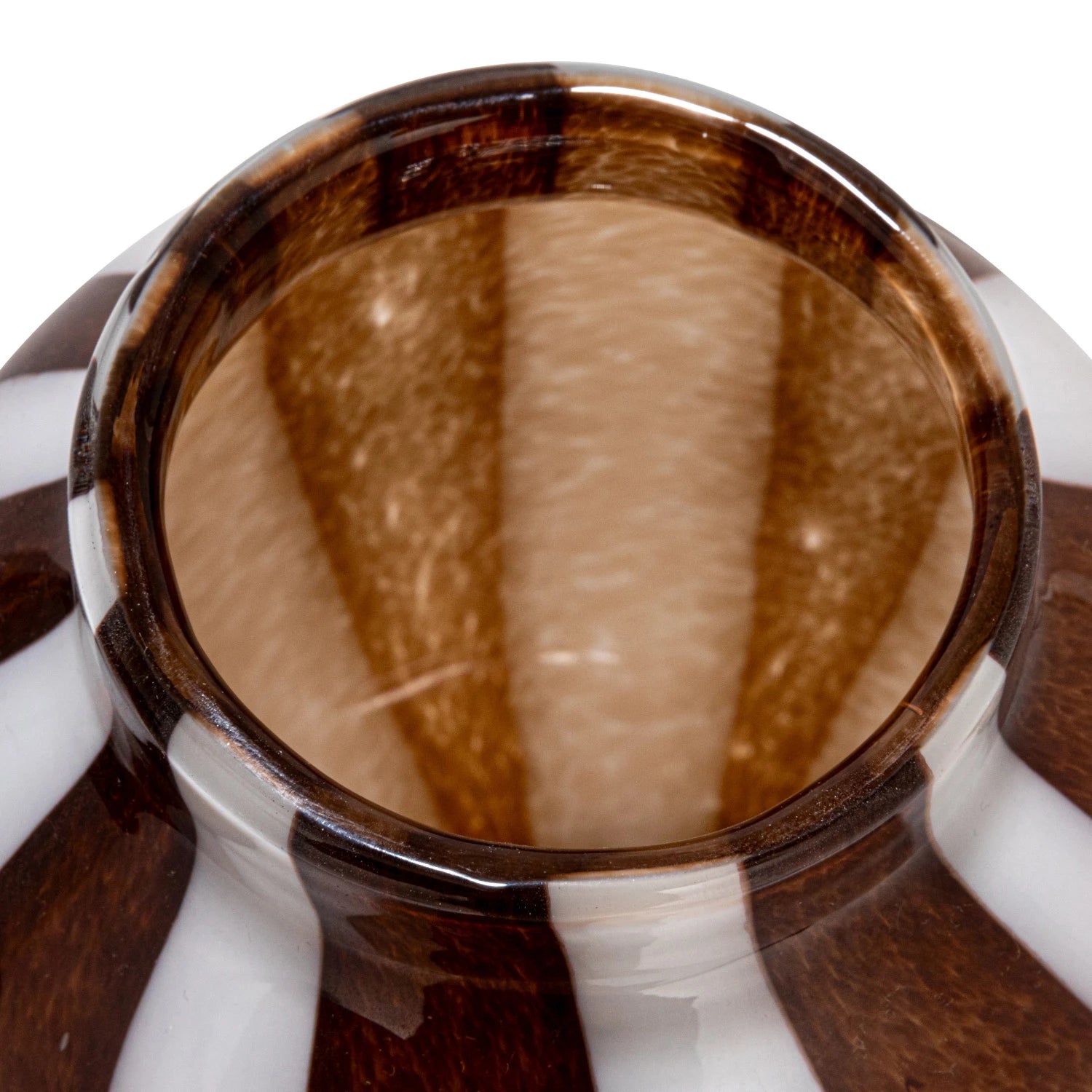 Brown & White Striped Glass Vase