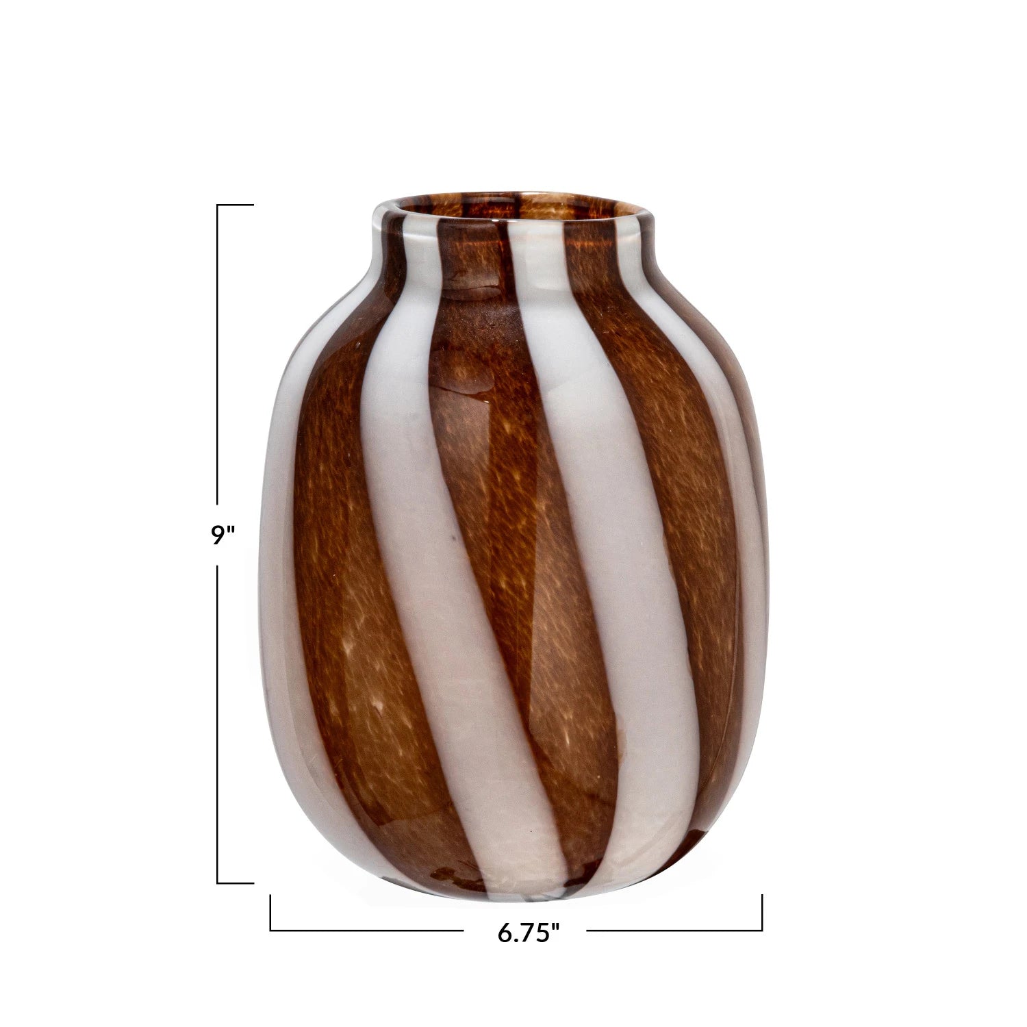 Brown & White Striped Glass Vase