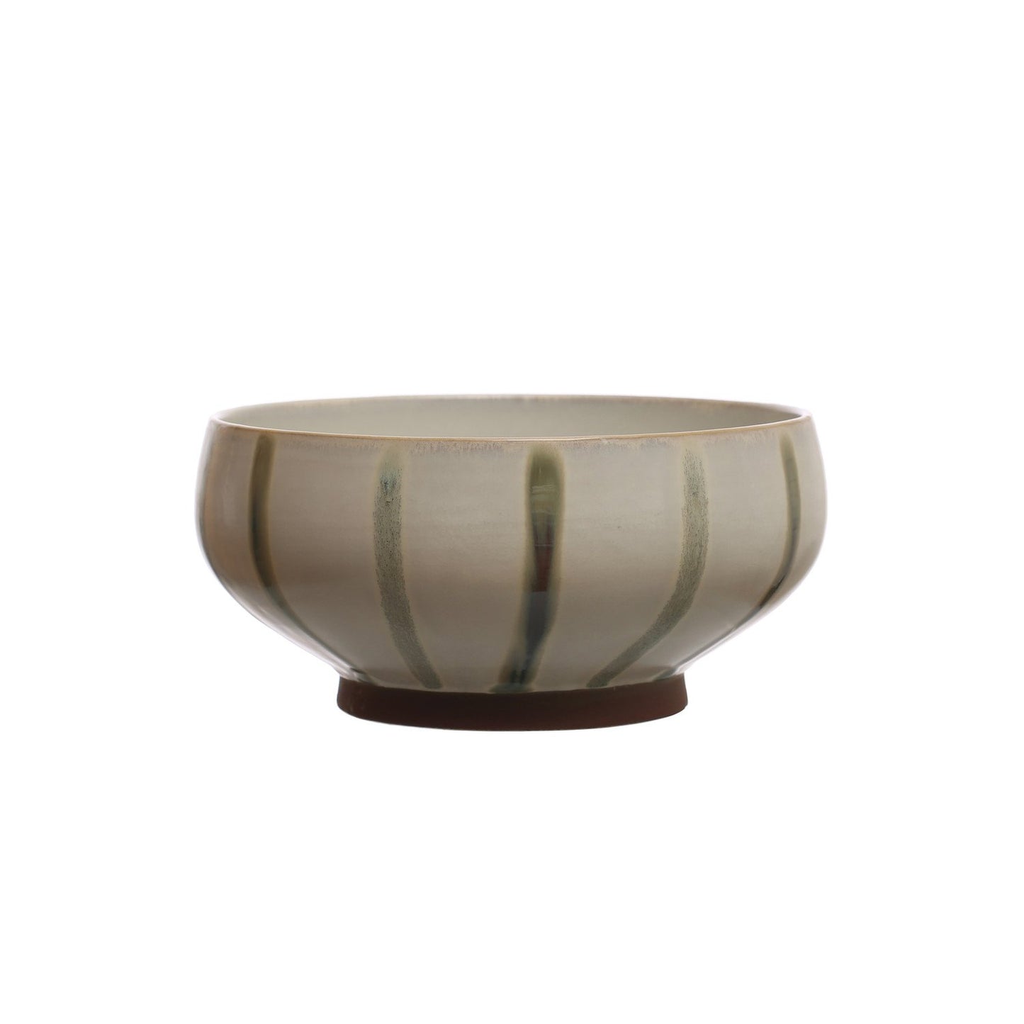 Hand-Painted Stoneware Bowl w/ Stripes, Reactive Glaze (Each One Will Vary)