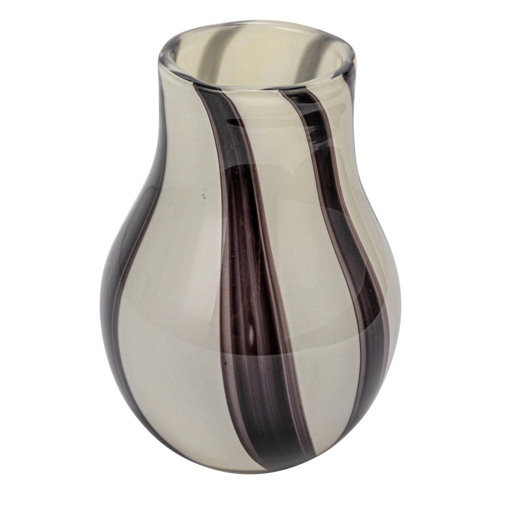 Black & White Striped Glass Vase