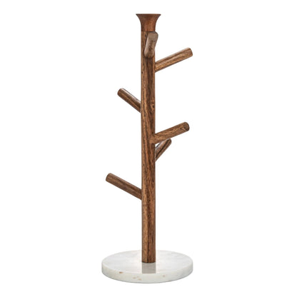 Mango Wood & Marble Mug Rack (Holds 6 Mugs)