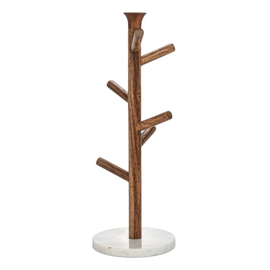 Mango Wood & Marble Mug Rack (Holds 6 Mugs)