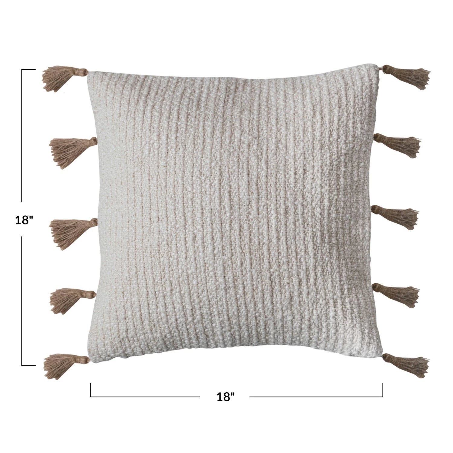 Square Cotton & Linen Blend Pillow w/ Jute Tassels