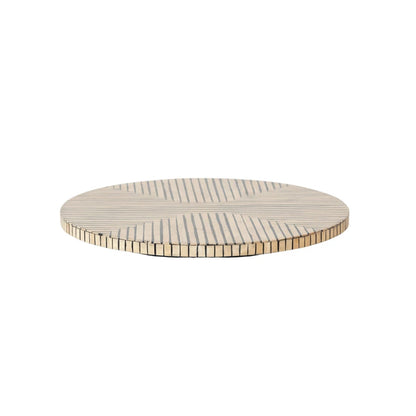 Lazy Susan w/ Geometric Stripes, Black & Natural