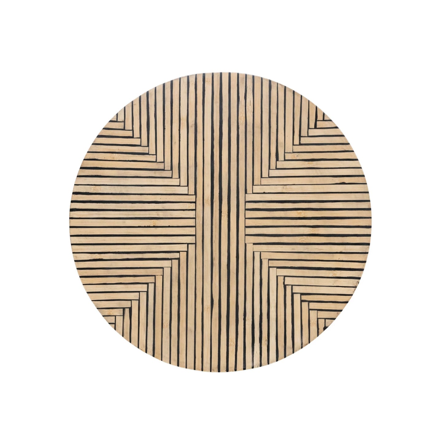 Lazy Susan w/ Geometric Stripes, Black & Natural