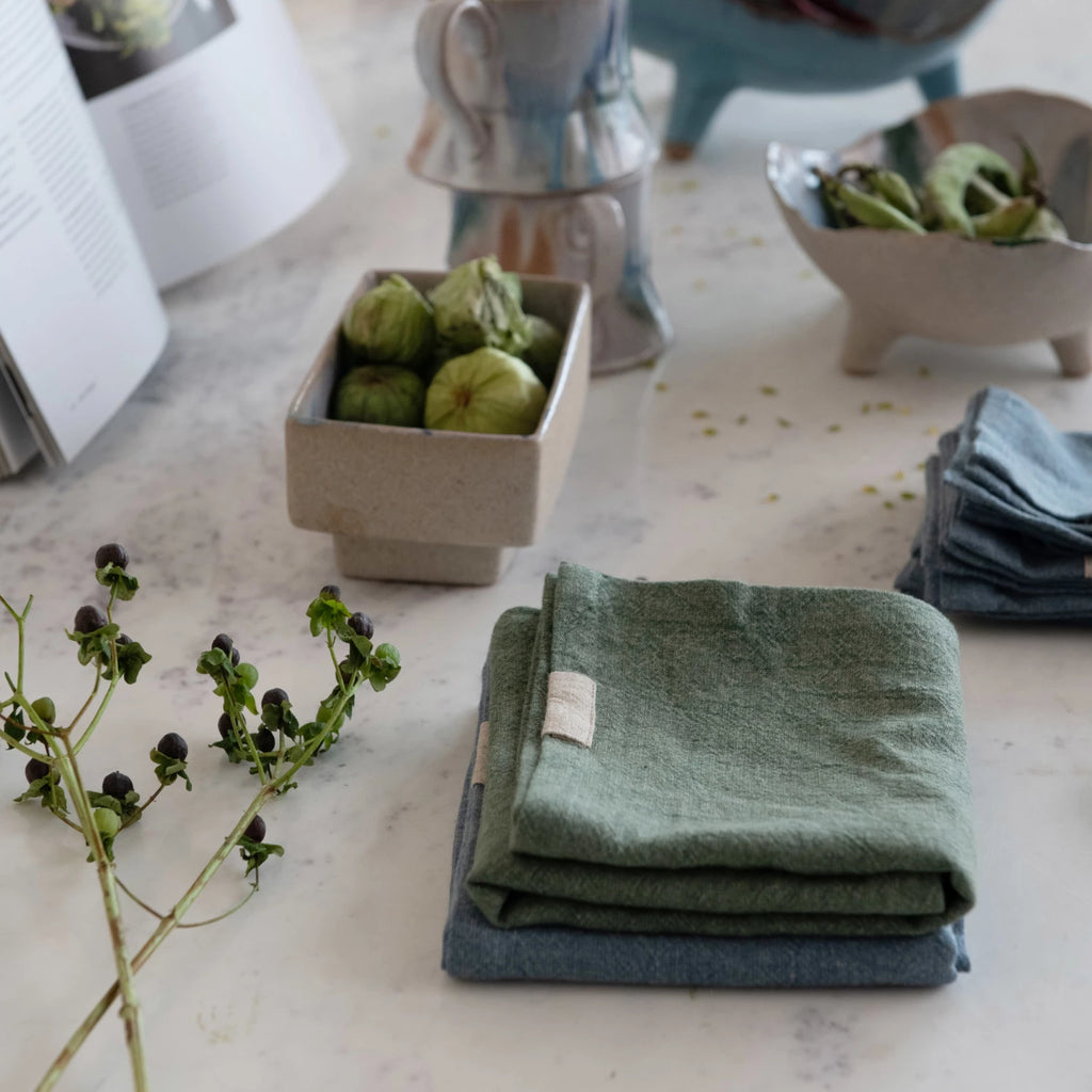 Stonewashed Linen Blend Tea Towel, Set of 3