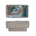 Stoneware Footed Bowl, Reactive Glaze