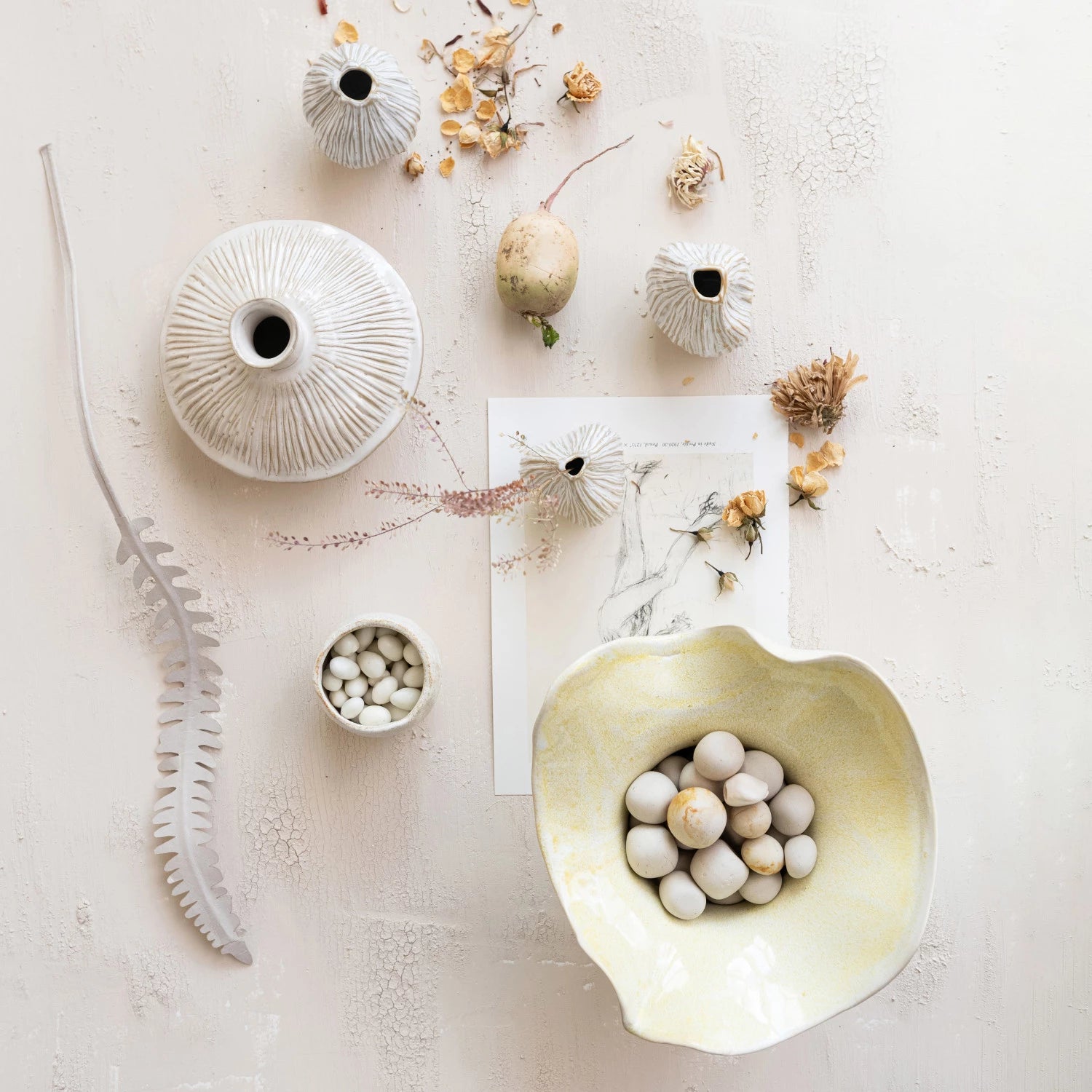 Stoneware Footed Organic Shaped Bowl